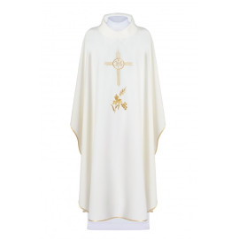 Chasuble brodée avec le symbole IHS - écru (H3)