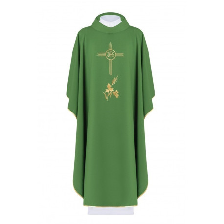 Chasuble brodée avec le symbole IHS - vert (H3)