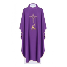 Chasuble brodée avec le symbole IHS - violet (H3)