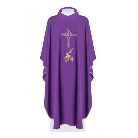 Chasuble brodée avec le symbole IHS - violet (H3)