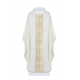 Chasuble brodée avec ceinture décorative - écru (H4)