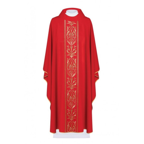 Chasuble brodée avec ceinture décorative - rouge (H4)