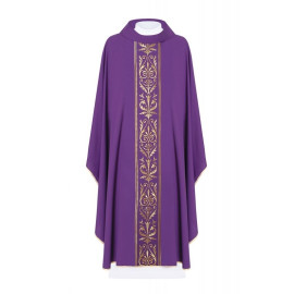 Chasuble brodée avec ceinture décorative - violet (H4)