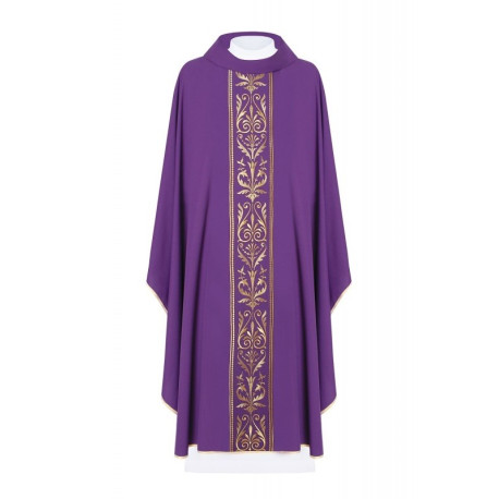 Chasuble brodée avec ceinture décorative - violet (H4)