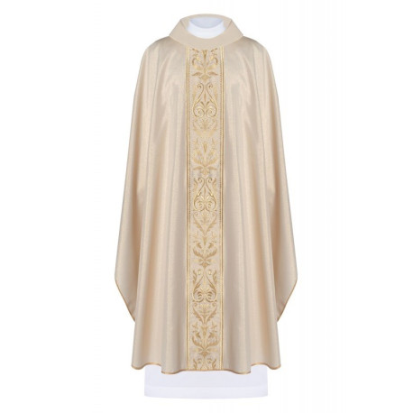 Chasuble brodée avec ceinture décorative - or (H4)