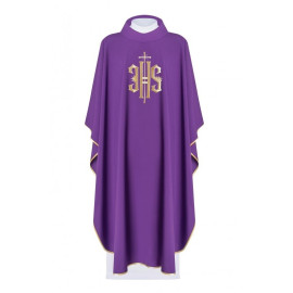 Chasuble brodée avec le symbole IHS - violet (H5)