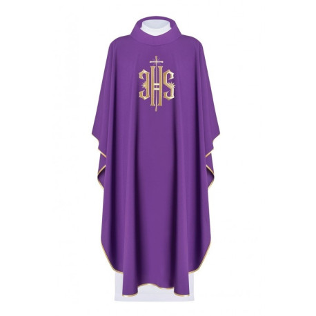 Chasuble brodée avec le symbole IHS - violet (H5)