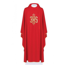 Chasuble brodée avec le symbole IHS - rouge (H5)