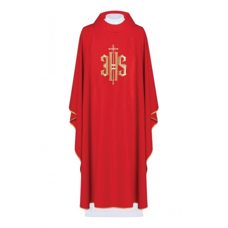 Chasuble brodée avec le symbole IHS - rouge (H5)