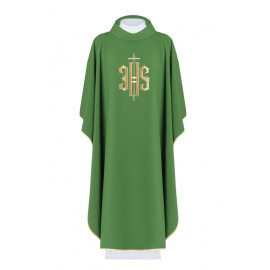Chasuble brodée avec le symbole IHS - vert (H5)