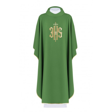 Chasuble brodée avec le symbole IHS - vert (H5)