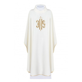 Chasuble brodée avec le symbole IHS - écru (H5)