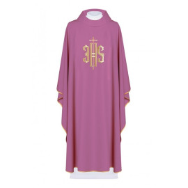 Chasuble brodée avec le symbole IHS - rose (H5)