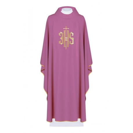Chasuble brodée avec le symbole IHS - rose (H5)