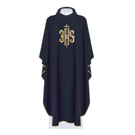 Chasuble brodée avec le symbole IHS - noir (H5)