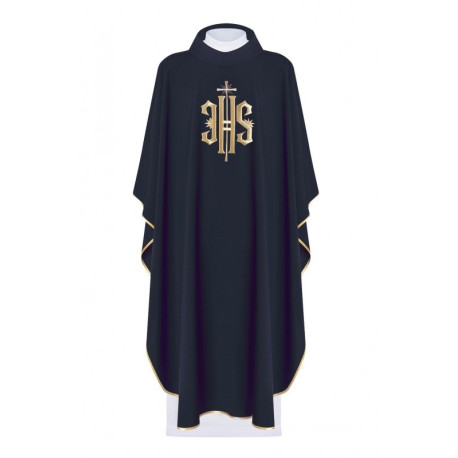 Chasuble brodée avec le symbole IHS - noir (H5)