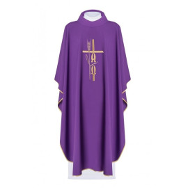 Chasuble brodée Alpha Omega - violet (H6)