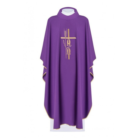 Chasuble brodée Alpha Omega - violet (H6)