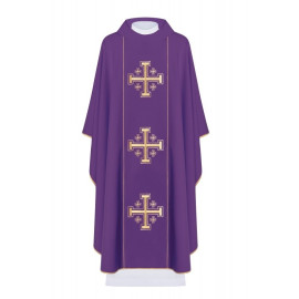 Chasuble brodée Croix de Jérusalem - violet (H8)