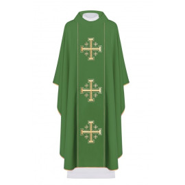 Chasuble brodée Croix de Jérusalem - vert (H8)