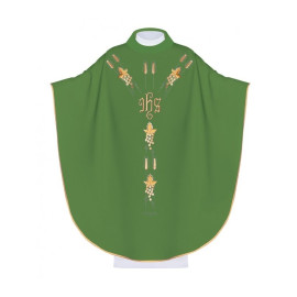 Chasuble brodée avec le symbole du raisin IHS - vert (H13)
