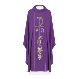 Chasuble brodée Alpha et Omega - violet (H15)