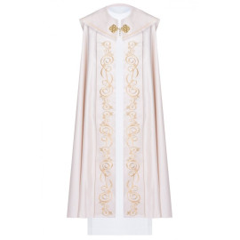 chape liturgique brodée IHS - écru (45)
