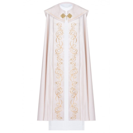 chape liturgique brodée IHS - écru (45)