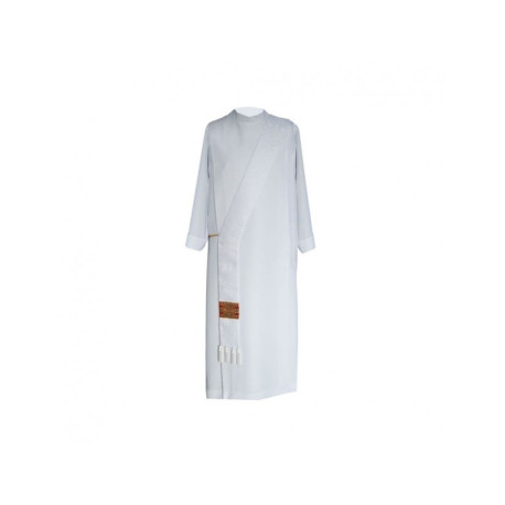 Étole de diacre blanc, écru - jacquard