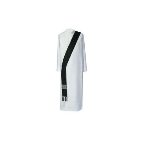 Étole de diacre noire - jacquard