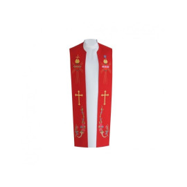 Étole de prêtre brodée - Coeur, Croix (coton)
