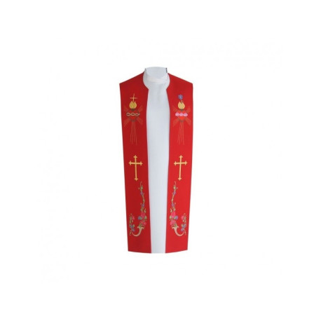 Étole de prêtre brodée - Coeur, Croix (coton)