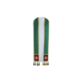Étole de prêtre avec tangs, bandes de velours (vert)