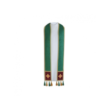Étole de prêtre avec tangs, bandes de velours (vert)