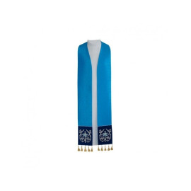 Étole de prêtre avec tangs, bandes de velours (bleu)