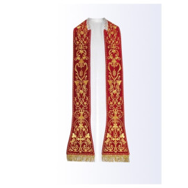 Étole romaine brodée - matière velours - couleurs liturgiques