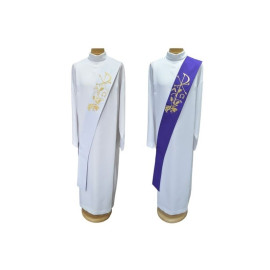 Étole de diacre - blanc/violet