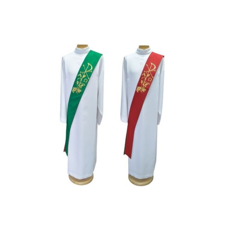 Étole de diacre - rouge/vert