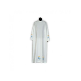 Aube du clergé Broderie mariale, col montant