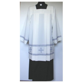 Surplice prêtre stretch - croix grises + ajourage