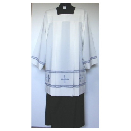 Surplice prêtre stretch - croix grises + ajourage