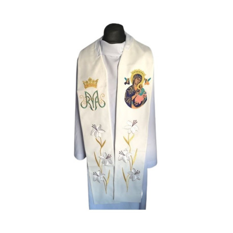 Étole brodée Notre-Dame du Perpétuel Secours