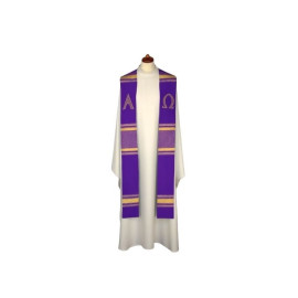 Étole brodée Alpha et Omega - couleurs liturgiques (8)