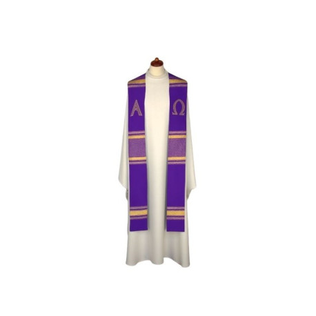 Étole brodée Alpha et Omega - couleurs liturgiques (8)