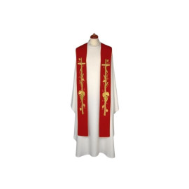 Étole brodée - couleurs liturgiques, riche broderie (12)