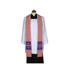 Étole de sermon rose, courte, croix cousues (2)