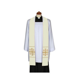Étole de sermon écru, courte, au point de croix (3)
