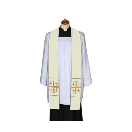 Étole de sermon écru, courte, au point de croix (3)