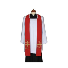 Étole de sermon rouge, courte, croisée (4)
