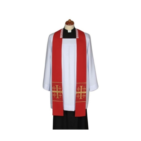 Étole de sermon rouge, courte, croisée (4)